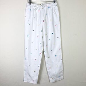 Denim & Co. White Denim Floral Embroidered High Rise Jeans Size M